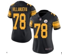 2017 women Pittsburgh Steelers #78 Alejandro Villanueva Nike Black Game Jersey->->Women Jersey